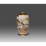 A JAPANESE SATSUMA VASE MEIJI PERIOD, 19TH OR 20TH CENTURY The tall bulbous body decorated with a