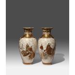 A PAIR OF LARGE JAPANESE SATSUMA VASES BY KINKOZAN MEIJI PERIOD, 19TH/20TH CENTURY Of baluster shape