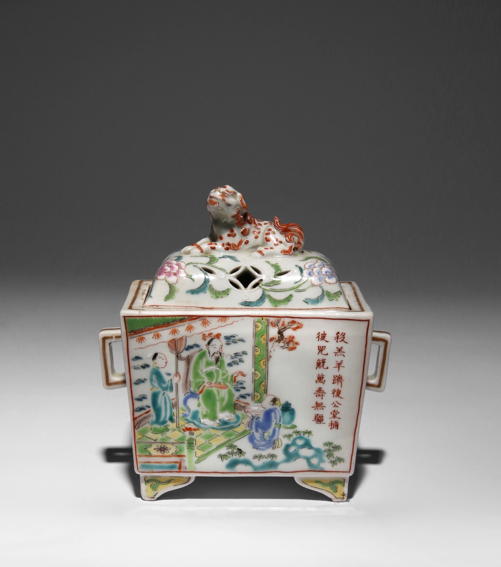 A JAPANESE KORO (INCENSE BURNER) AND COVER EDO PERIOD, 18TH OR 19TH CENTURY The rectangular body