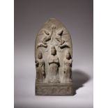 A MASSIVE CHINESE NORTHERN WEI STYLE GREY LIMESTONE STELE PROBABLY TANG DYNASTY Carved with
