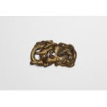 A CHINESE GILT-BRONZE 'CHILONG' BELT HOOK FOUR CHARACTER QIANLONG MARK AND OF THE PERIOD 1736-95