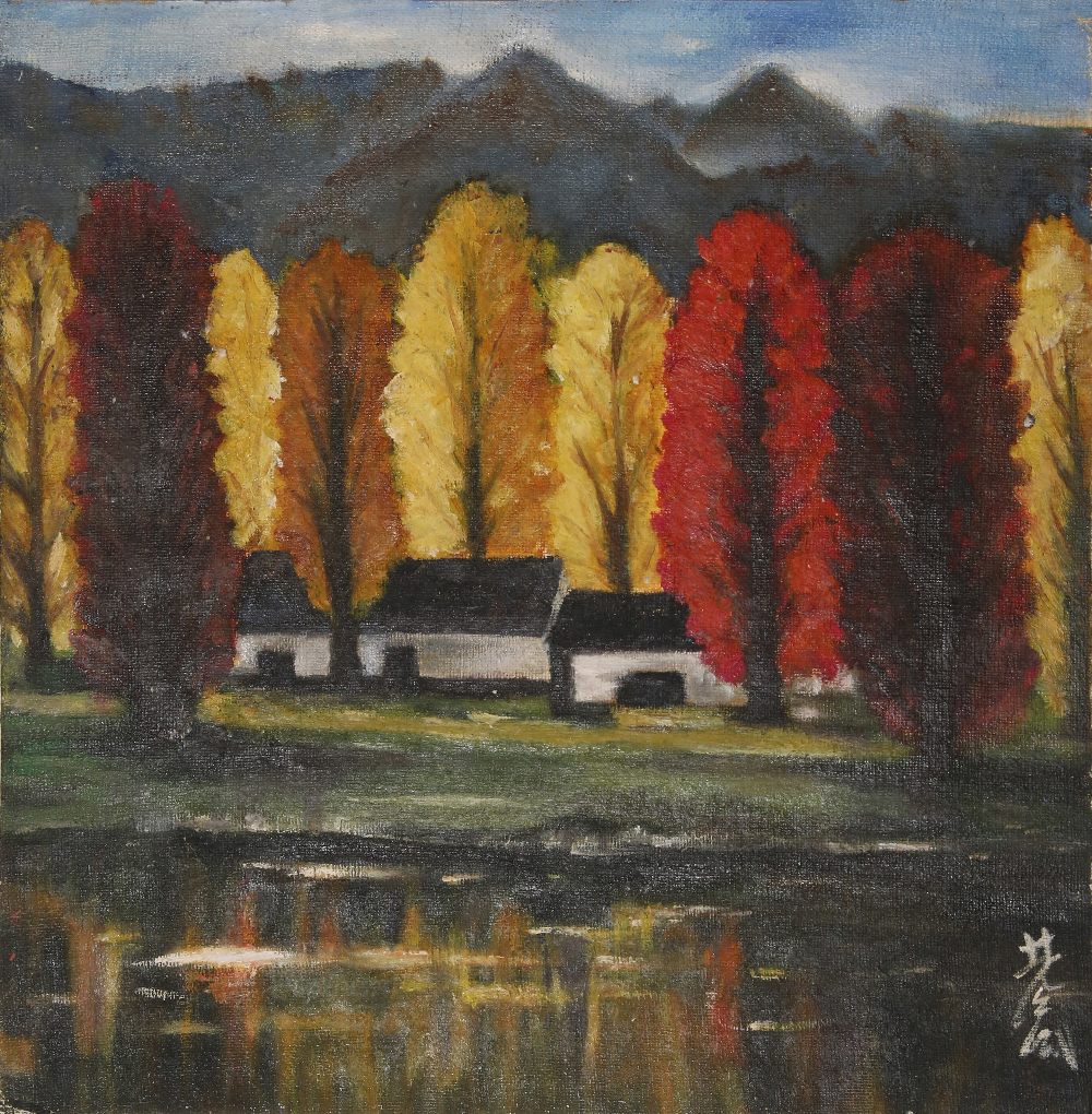 LIN FENGMIAN (1900-1991) AUTUMN SCENE OF THE TIANPING MOUNTAINS A Chinese painting, oil on canvas,
