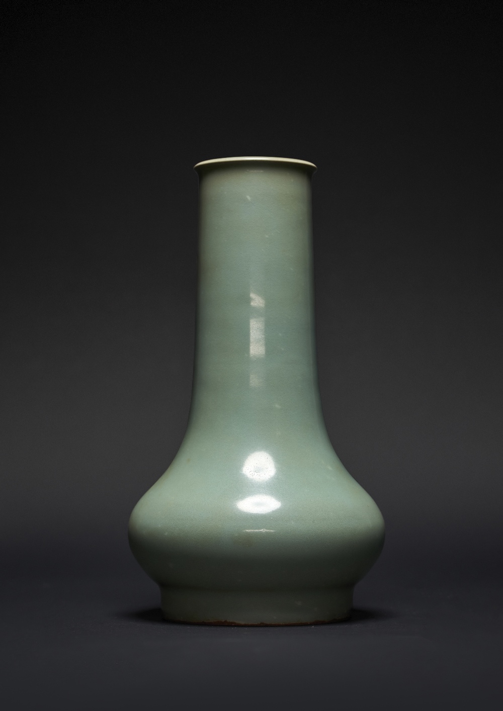 A CHINESE LONGQUAN CELADON VASE PROBABLY SONG DYNASTY The compressed globular body rising from a