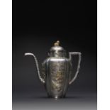 A RARE CHINESE PARCEL-GILT QUATREFOIL-SECTION EWER AND COVER KANGXI 1662-1722 The lobed body with