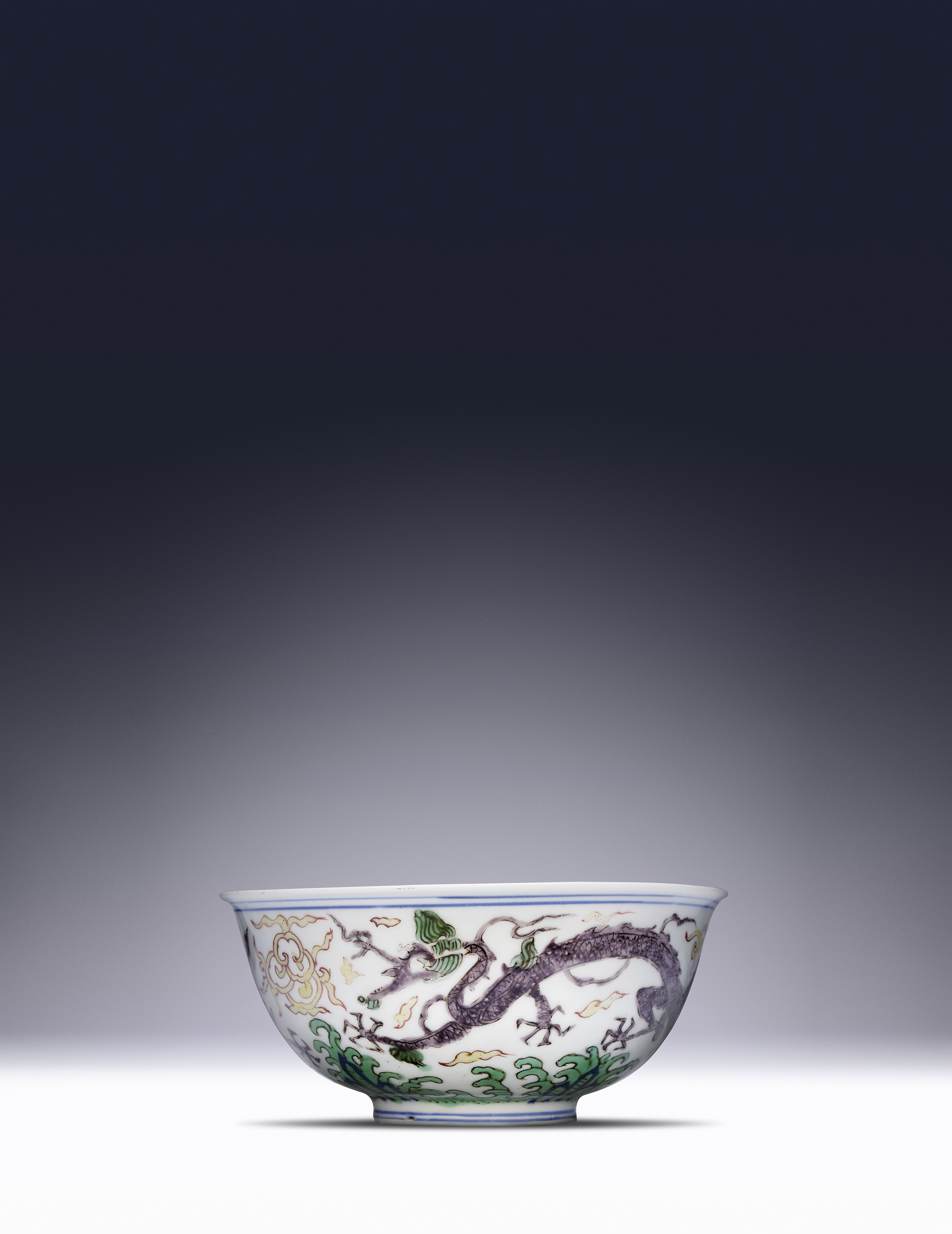 A VERY RARE CHINESE WUCAI DRAGON BOWL SIX CHARACTER JIAJING MARK AND OF THE PERIOD 1525-66 The - Image 7 of 9