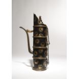 A RARE TIBETAN-STYLE GILT AND BLACK LACQUER EWER AND COVER, DUOMUHU 18TH CENTURY The tall