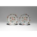 A PAIR OF CHINESE FAMILLE VERTE 'FLOWERS' PLATES KANGXI 1662-1722 Each painted with a central