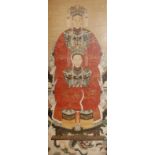 A CHINESE ANCESTER PORTRAIT LATE QING DYNASTY Depicting two civil officials, wearing red dragon