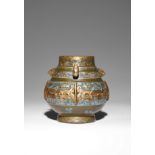 A CHINESE GILT-DECORATED 'BRONZE IMITATION' ARCHAISTIC VASE, POU PROBABLY REPUBLIC PERIOD The