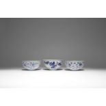 THREE CHINESE MING STYLE BLUE AND WHITE BOWLS MING/EARLY QING DYNASTY Comprising: a pair decorated