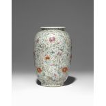 A CHINESE FAMILLE ROSE MILLEFLEURS VASE LATE QING DYNASTY/REPUBLIC PERIOD The ovoid body