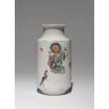 A CHINESE FAMILLE ROSE 'FIGURAL' VASE 19TH CENTURY The cylindrical body surmounted by a waisted