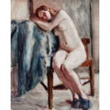 Roderic O'Conor (Irish 1860-1940) Seated nude Stamped with studio stamp atelier/O'CONOR (to reverse)