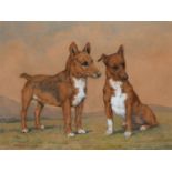 ‡Winifred Joan Ophelia Gordon Bell (1883-1973) Pippa and Jack, two corgis in a landscape Signed W