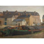 Rex Vicat Cole (1870-1940) A barge on a London canal Signed REX VICAT COLE (lower right) Oil on