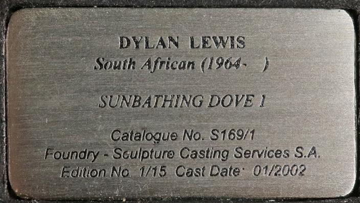 Dylan Lewis (South African b.1964) Sunbathing Dove I Signed and numbered 1/15 Dylan Lewis and with - Image 7 of 7