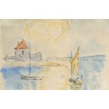 Paul Signac (1863-1935) Figures in a sailboat Signed with initials P.S (lower right) Pencil and