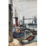 ‡Paul Maze (French 1887-1979) The Pool of London near Tower Bridge Signed and indistinctly dated