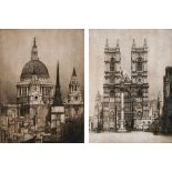 Mortimer Menpes (Australian 1855-1938) St Paul's Cathedral; Westminster Abbey Two, both etching 40.5