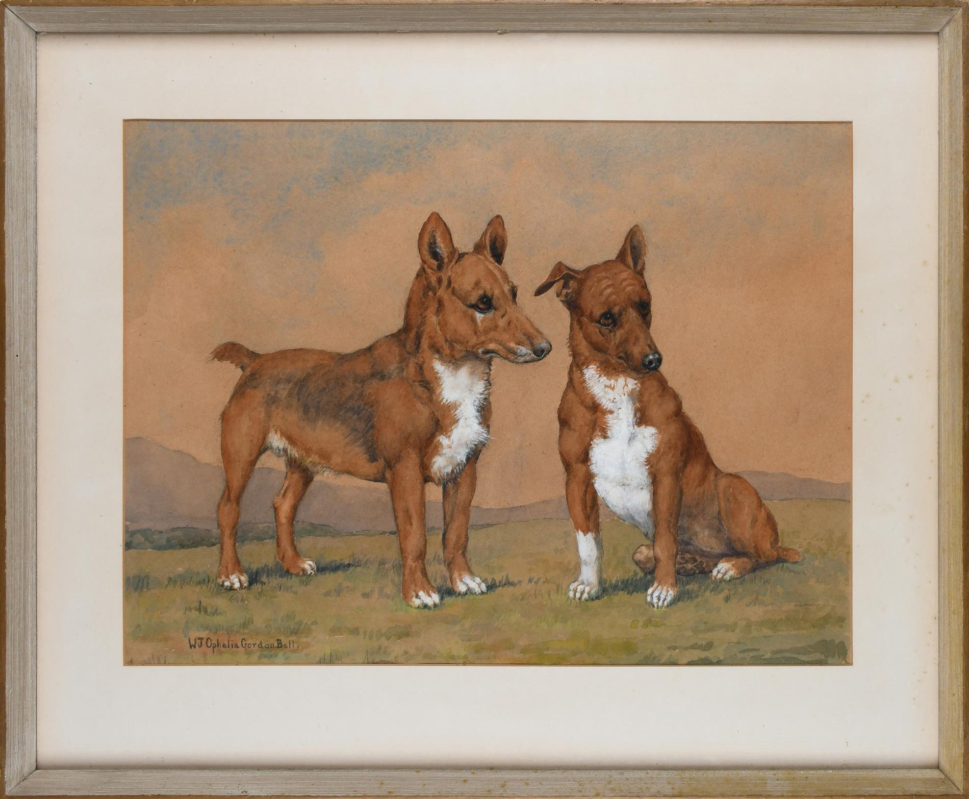‡Winifred Joan Ophelia Gordon Bell (1883-1973) Pippa and Jack, two corgis in a landscape Signed W - Image 2 of 3
