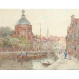 Terrick John Williams (1860-1936) Figures by a canal, Leiden Signed Terrick Williams (lower right)