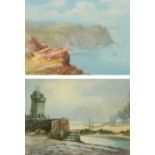 Lewis Mortimer (act.1900-1920) Coastal landscape near Land's End; Coastal landscape with Lynmouth