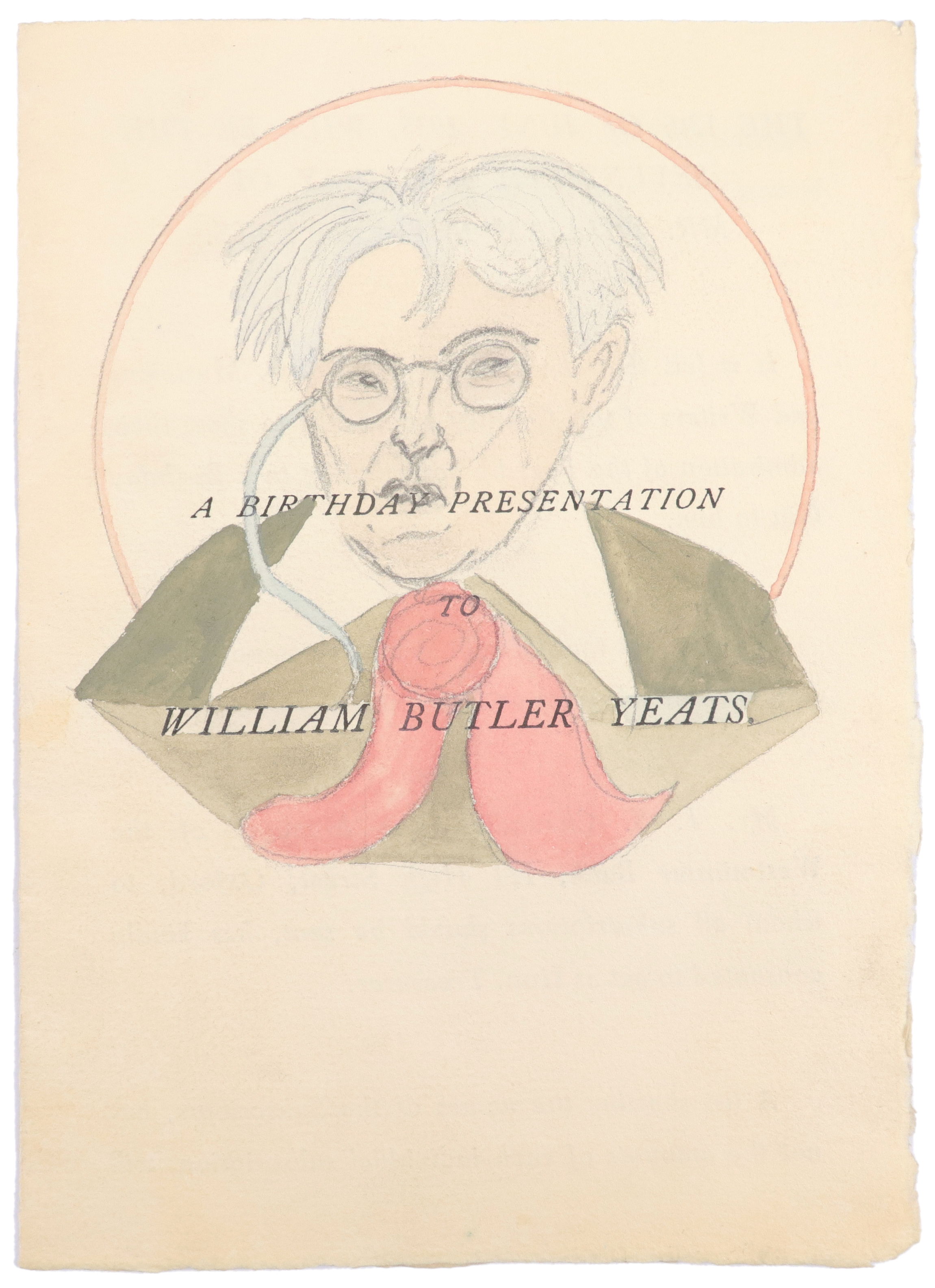 ‡Siegfried Sassoon (1886-1967) Portrait of William Butler Yeats Pencil and watercolour on a pamphlet