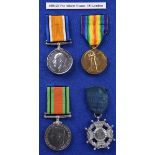 Four medals named or attributed to Private Albert Evans, 18th Battalion London Regiment: British War