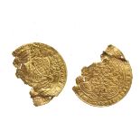 Edward III (1327-77), gold noble, a large fragment, fourth coinage, titles missing but appears to be