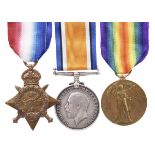 Three medals to Sapper Wilfred P. Skinn, Royal Engineers: 1914 Star (22990 SAPR: W.S. SKINN. R.