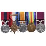 A Great War D.C.M. group of five medals to Sergeant Thomas Edward Evans, Royal Field Artillery: