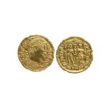 Imperial Rome: Valentinian II (371-392), gold solidus, pearl diademed head right, rev. two