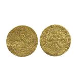 Henry VI (1422-61), gold half noble, annulet issue, (1422-c.1430), annulet by sword arm, im. lis,