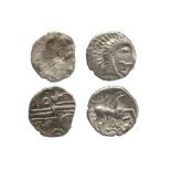 Celtic coins (2): Durotriges, silver quarter stater, obv. almost blank, rev. zig-zag pattern, 0.