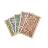 China: Republic: Sinkiang Commercial and Industrial Bank, five notes, 1939: fifty cents, twenty