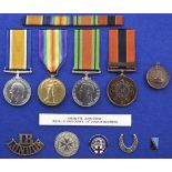 Five medals named of attributed to Private John Crow, Royal Flying Corps and 18th London Regiment (