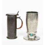A Liberty and Co English Pewter hot-water jug and cover designed by Archibald Knox, model no.0280,