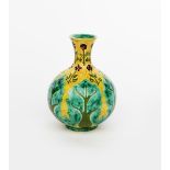 A Della Robbia bottle vase by Violet Woodhouse, ovoid with flaring cylindrical neck, painted with