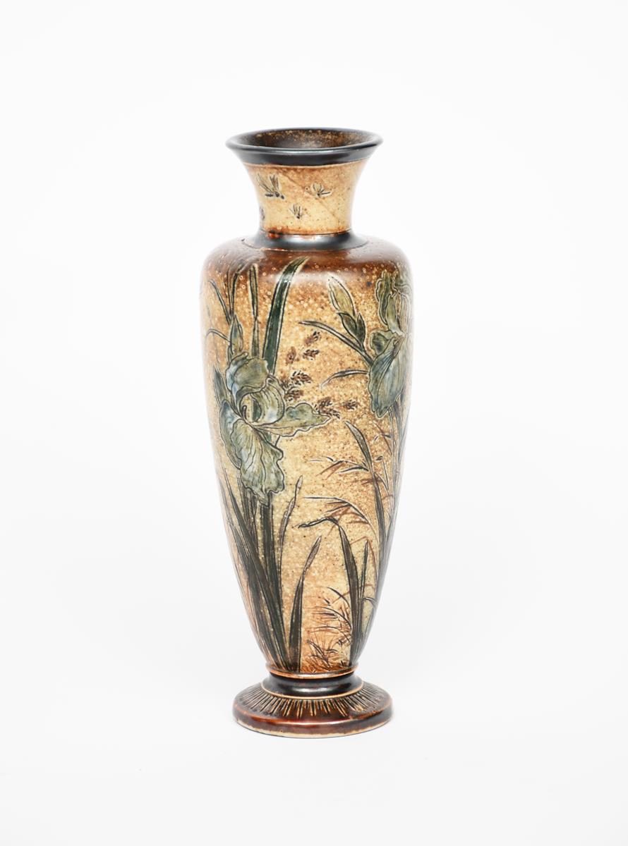 A Martin Brothers Pottery stoneware vase by Edwin and Walter Martin, slender, shouldered form, - Image 2 of 2