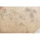 Martin Brothers A page of Anthropomorphic Birds, pencil sketches on conte paper probably by Robert
