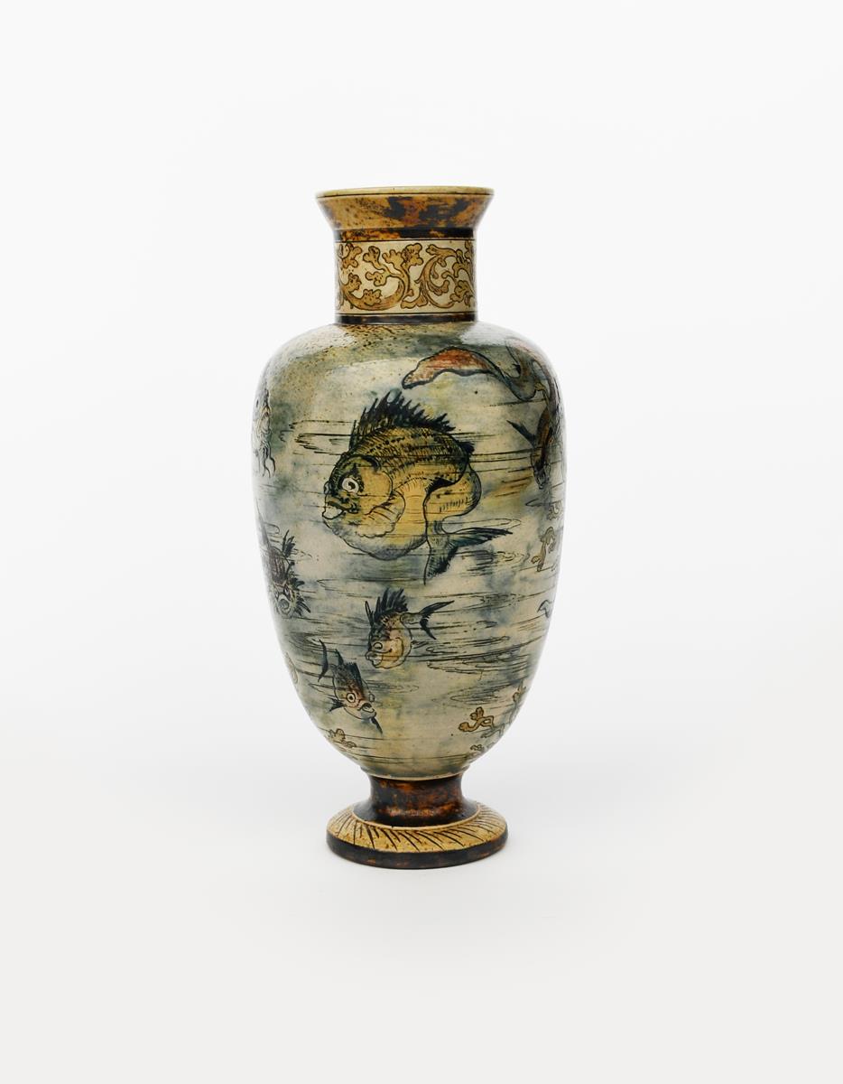 A Martin Brothers Pottery stoneware Aquatic vase by Edwin and Walter Martin, dated 1889, - Image 4 of 9