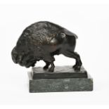 Theodore Ullmann (1903-1996) Buffalo standing, patinated bronze on green marble base, cast Th