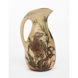 A Martin Brothers Pottery stoneware Bird jug by Edwin and Walter Martin, dated 1894, slender form