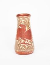 A Bushey Heath Pottery vase by Fred Passenger, tapering cylindrical form with flaring top rim,