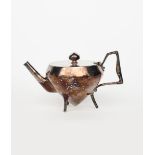 A rare James Dixon & Sons electroplated metal teapot designed by Dr Christopher Dresser, model no.
