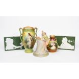 An Art Nouveau Austrian ewer probably Amphora, model no.3569, tapering cylindrical form, the