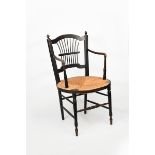 A Morris & Co Rossetti armchair the design attributed to Dante Gabriel Rossetti, ebonised beech