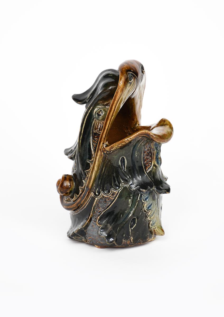 A Martin Brothers stoneware grotesque spoon warmer by Robert Wallace Martin, dated 1880, modelled as - Image 3 of 3