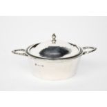 A Connell silver twin-handled pot and cover, model no.808, flaring conical form, with applied