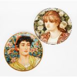 An Aesthetic Movement Minton's wall charger by Charlotte Spiers, dated 1881, painted with a young